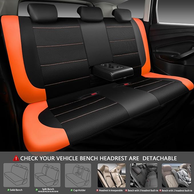 Universal Seat Covers — Full Set — Black / Orange
