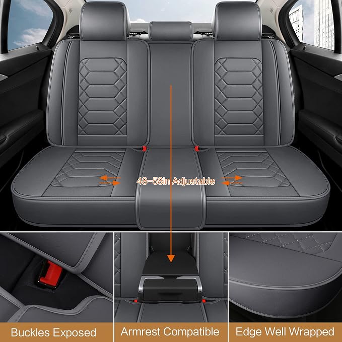 Universal Faux Leather Seat Covers — Full Set — Gray