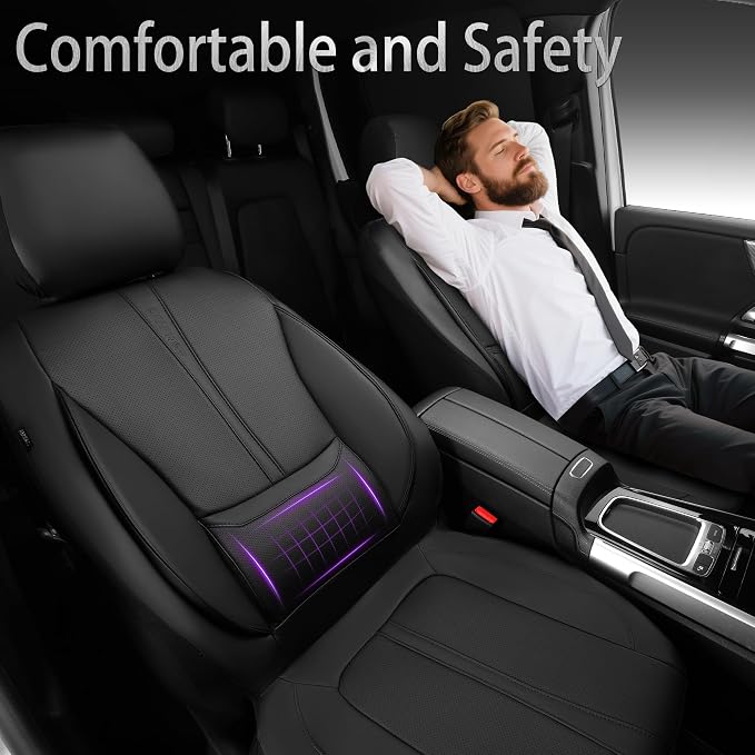 Universal Faux Leather Seat Covers — Front Seat — Black