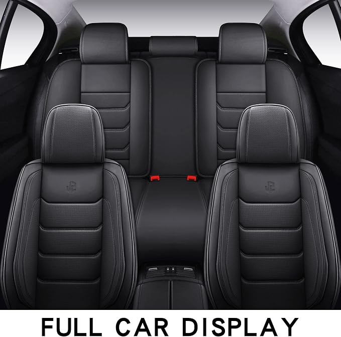 Faux Leather Car Seat Covers — Full Set — Black