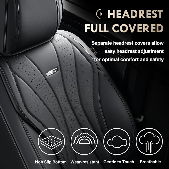 Universal Faux Leather Seat Covers — Full Set — Black