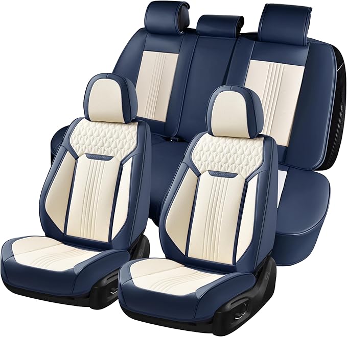 Universal Seat Covers — Full Set — Blue / White