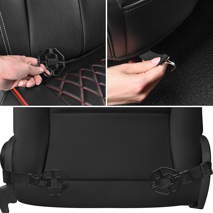 Universal Faux Leather Seat Covers — Front Seat — Black / Red