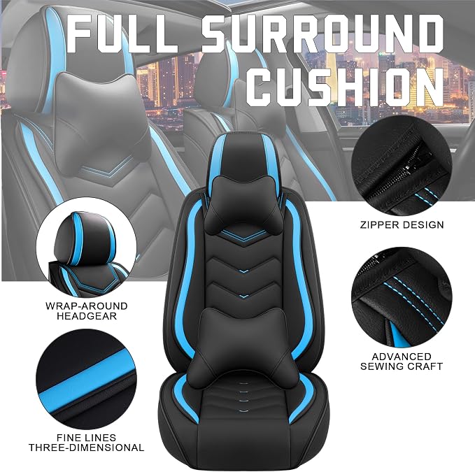 Seat Covers for Honda Civic — Full Set — Black / Blue