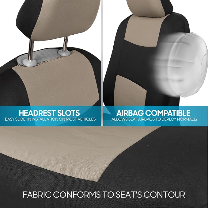 Car Seat Covers — Full Set — Beige / Black