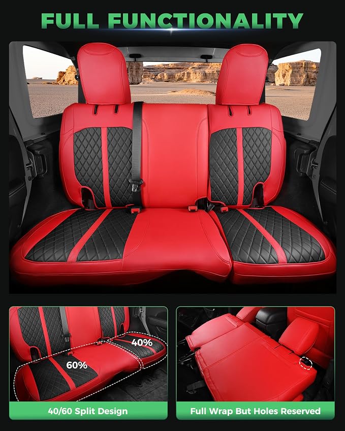 Seat Covers for Jeep Wrangler — Full Set — Red / Black