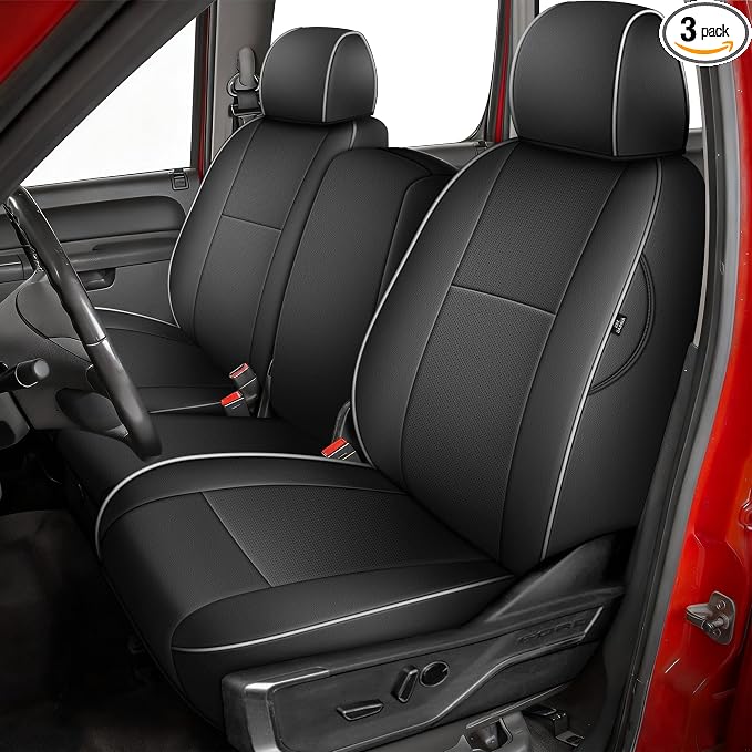 Faux Leather Seat Covers for Chevrolet Silverado / GMC Sierra — Full Set — Black / White