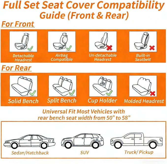 Universal Seat Covers — Full Set — Beige