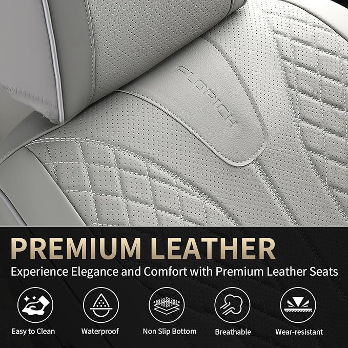 Universal Faux Leather Seat Covers — Front Seat — Gray