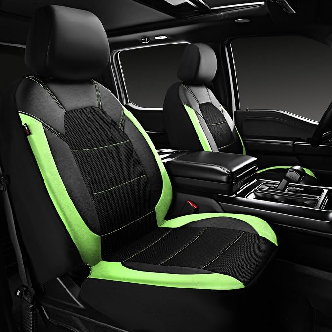 Universal Fabric Seat Covers — Front Seat — Black / Green