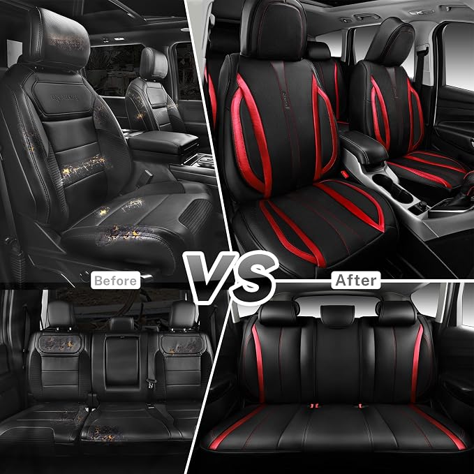 Universal Seat Covers — Full Set — Black / Red