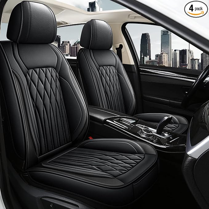 Universal Faux Leather Seat Covers — Full Set — Black