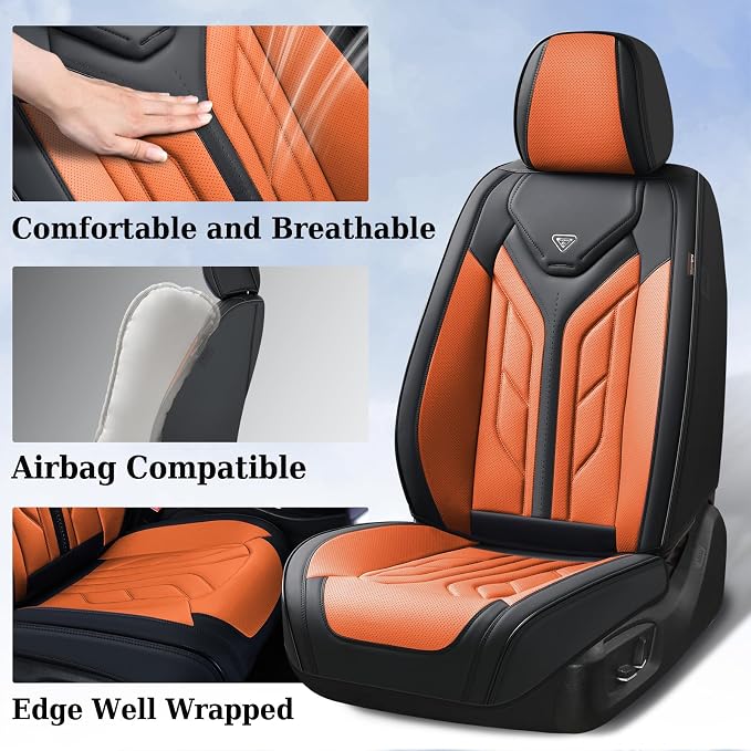 Universal Seat Covers — Full Set — Black / Orange