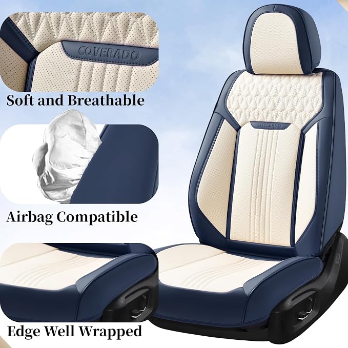 Universal Seat Covers — Full Set — Blue / White