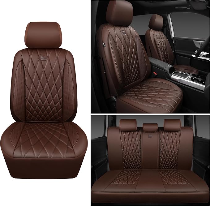 Universal Faux Leather Seat Covers — Full Set — Brown