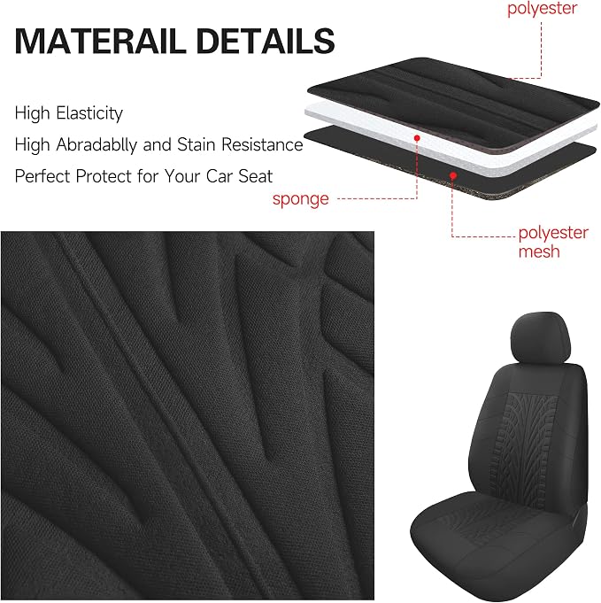 Universal Fabric Seat Covers — Full Set — Black