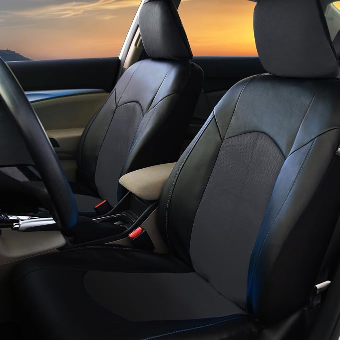 Universal Faux Leather Seat Covers — Front Seat — Black