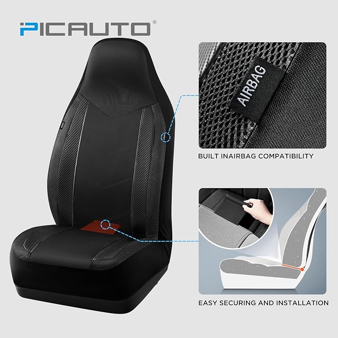 Universal Fabric Seat Covers — Front Seat — Black