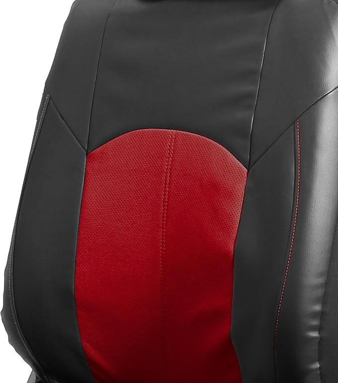 Universal Faux Leather Seat Covers — Full Set — Red / Black / Tan