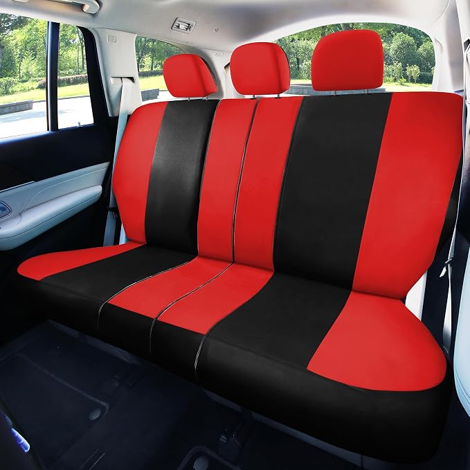 Universal Fabric Seat Covers — Full Set — Red