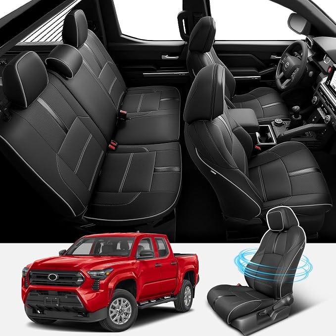 Faux Leather Seat Covers for Toyota Tacoma — Full Set — Black / Gray