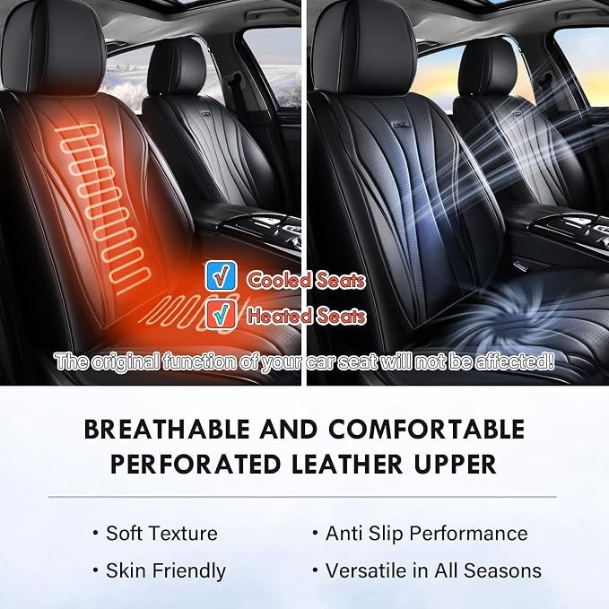 Universal Faux Leather Seat Covers — Full Set — Black