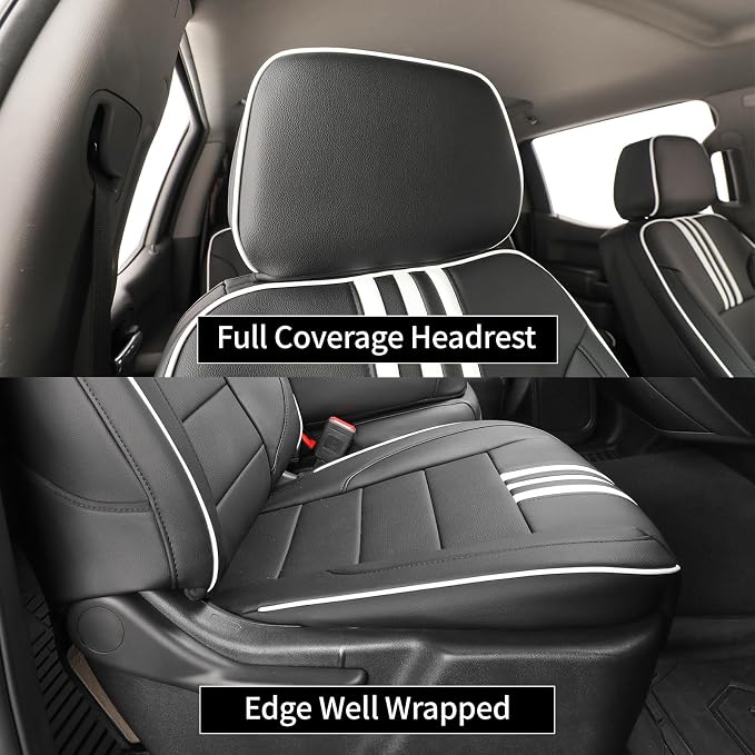 Faux Leather Seat Covers for Chevrolet Silverado — Full Set — Black / White