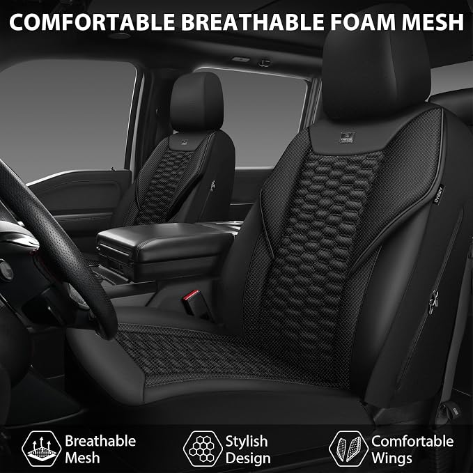 Universal Faux Leather Seat Covers — Full Set — Black