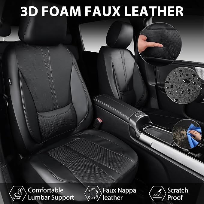 Universal Faux Leather Seat Covers — Full Set — Black