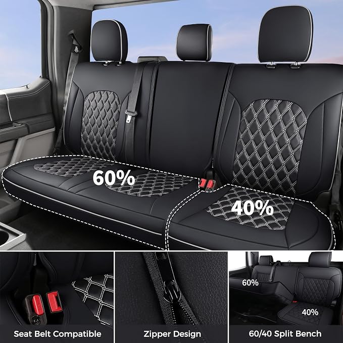 Seat Covers for Jeep Wrangler — Full Set — Black / White