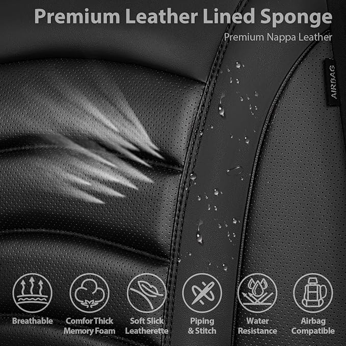 Universal Faux Leather Seat Covers — Front Seat — Black