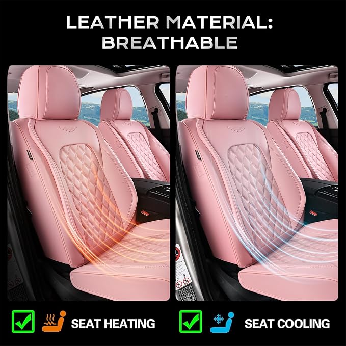 Universal Faux Leather Seat Covers — Front Seat — Pink