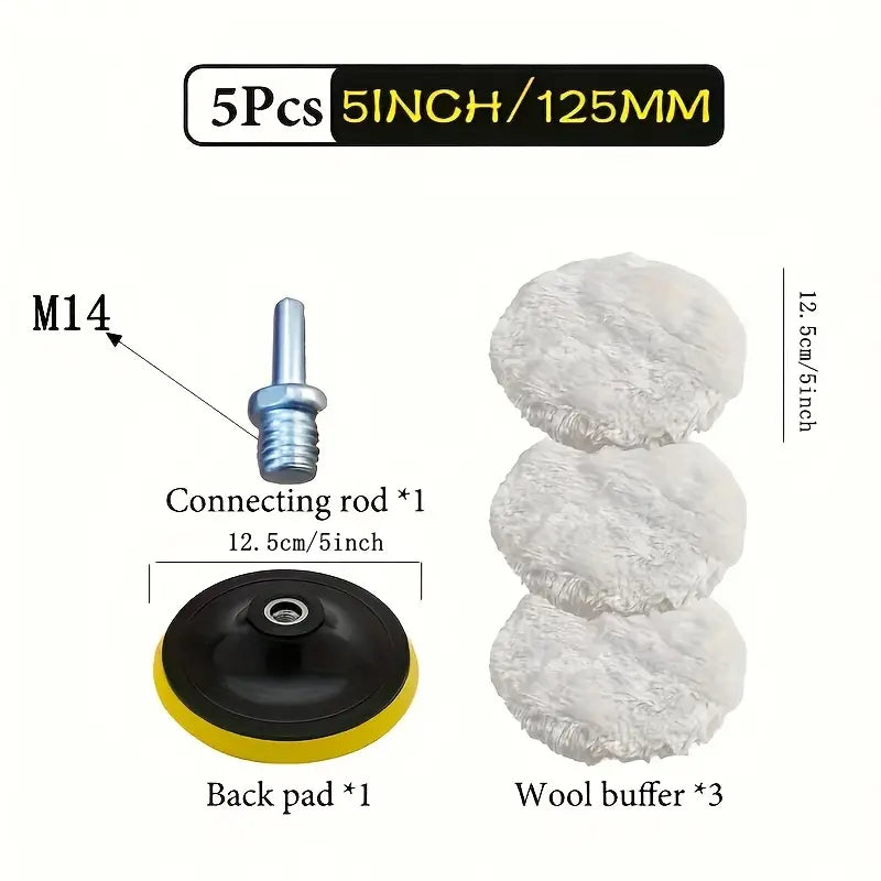 5pcs Premium Wool Polishing Sponges - Ultimate Shine for Floors, Cars & Boats - Durable Glass Cleaning Set 5inch 85e06b94f1e23be005cfd3328efc727d_1