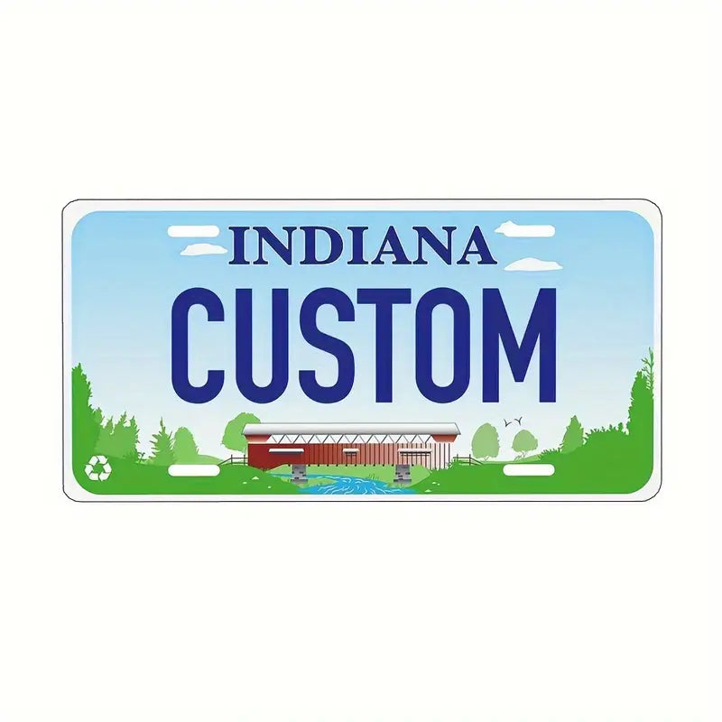 Vintage-Style Aluminum License Plate - Customizable Metal Car Tag Perfect for Front or Rear Display, 6x12 Inches Indiana 6''x12'' 15cm*30cm 863d499b-ef28-447c-a7bc-c4541f126226