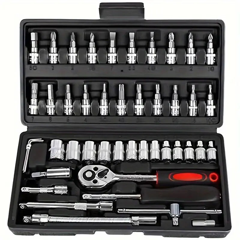 46-Piece 1/4 Drive Socket Wrench Set - Tool Kit black 8dac05f6-6bd3-4e9f-8103-02282d60dc72