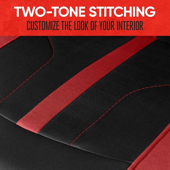 Fabric Car Seat Covers — Front Seat — Red