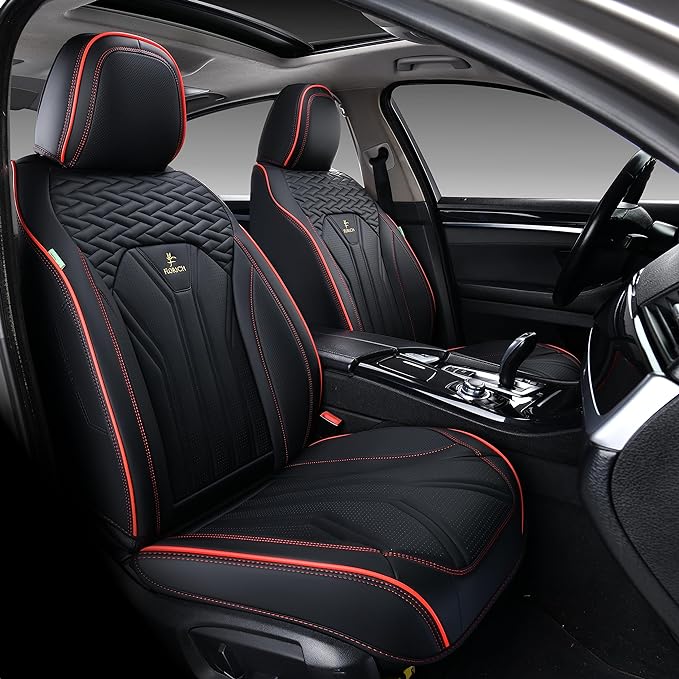 Universal Seat Covers — Full Set — Black / Red