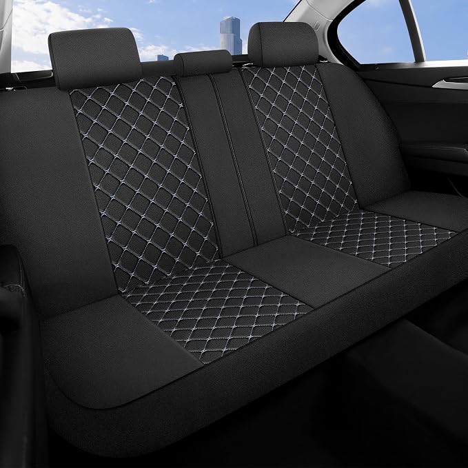 Fabric Car Seat Covers — Full Set — Black / Gray