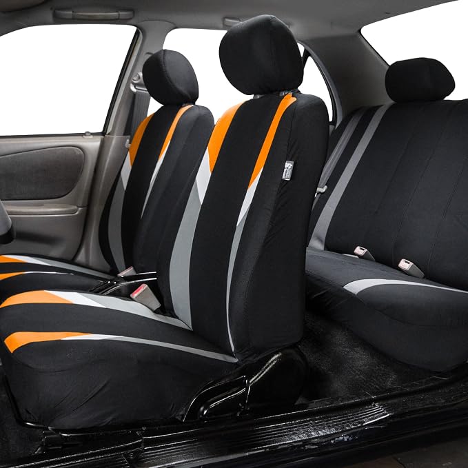 Universal Fabric Seat Covers — Front Seat — Orange