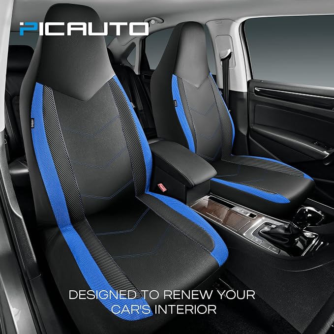 Universal Fabric Seat Covers — Front Seat — Black / Blue