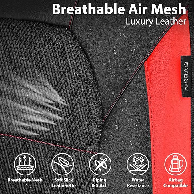 Universal Fabric Seat Covers — Front Seat — Black / Red