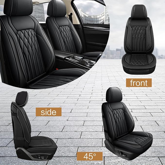 Universal Faux Leather Seat Covers — Front Seat — Black