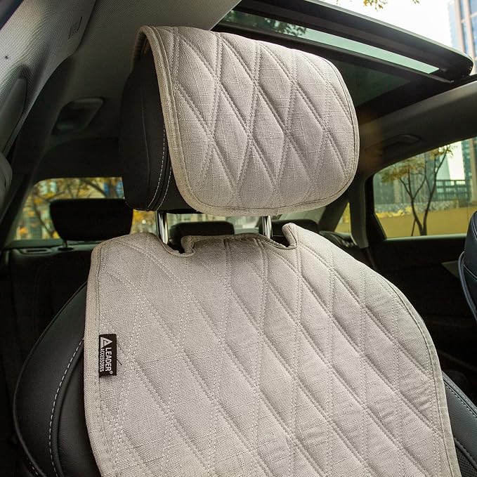 Universal Faux Leather Seat Covers — Front Seat — Beige