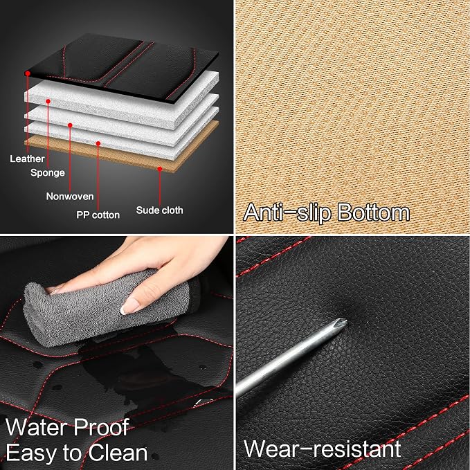 Universal Faux Leather Seat Covers — Front Seat — Black / Red