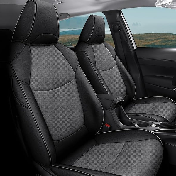 Faux Leather Seat Covers for Toyota Corolla Cross — Full Set — Black / Gray