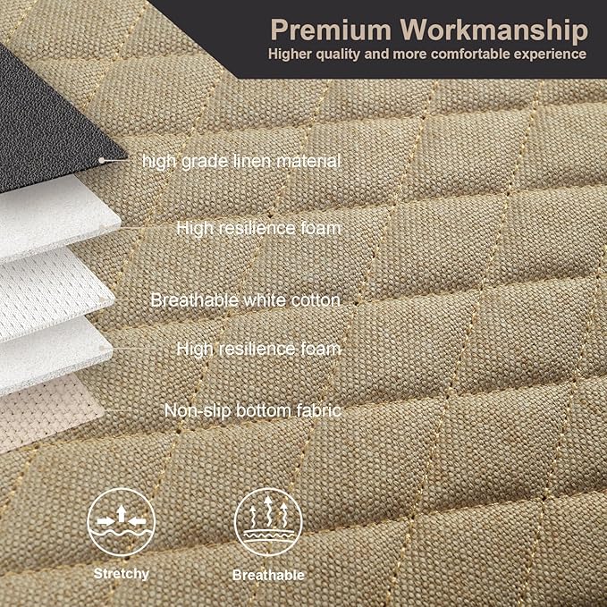 Fabric Car Seat Covers — Front Seat — Beige / Tan / White