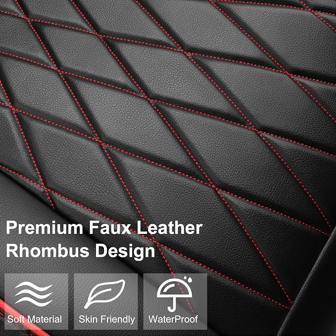 Universal Faux Leather Seat Covers — Front Seat — Black / Red