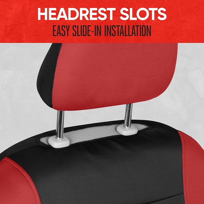 Fabric Car Seat Covers — Front Seat — Red