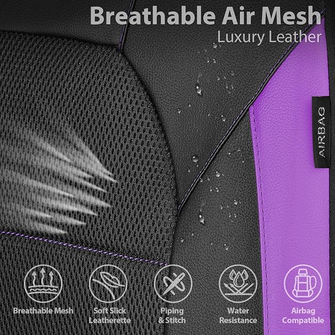 Universal Fabric Seat Covers — Front Seat — Black / Purple