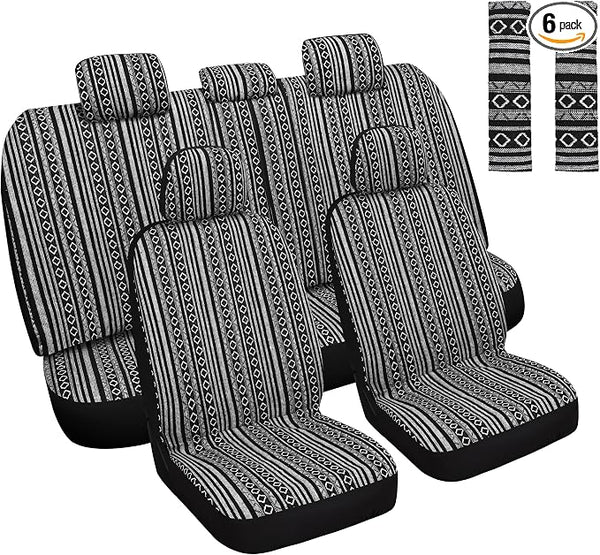Universal Seat Covers — Full Set — Black / White